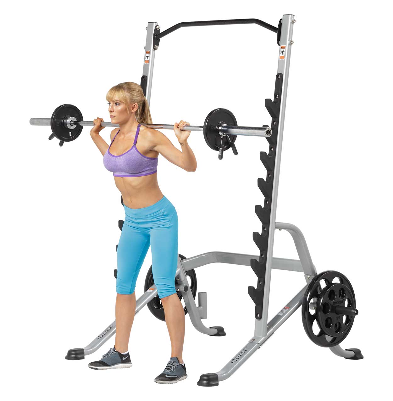 Hoist Multi-Purpose Squat Rack with Safety Tiers + 7 Position F.I.D. Bench + York Barbell G2 Thin Line Olympic Set PACKAGE*Floor Model Sale*